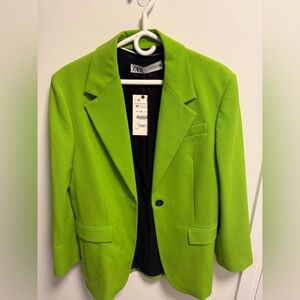 Zara Neon Green Tailored Blazer